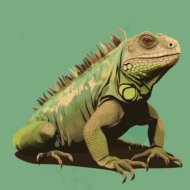 Ilustración plana de una iguana entera