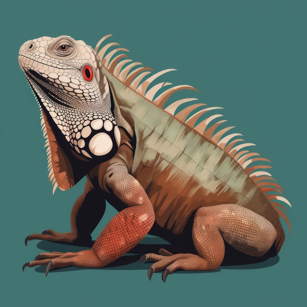 Ilustración plana de una iguana entera