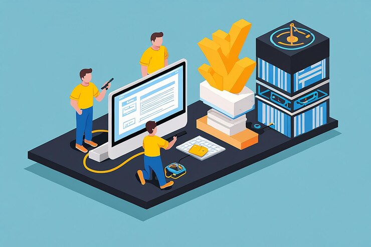 Foto ilustración plana de ingeniería de código 3d