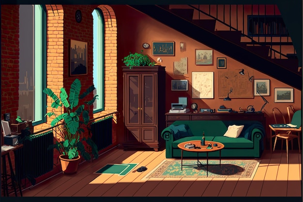 Ilustración plana interior