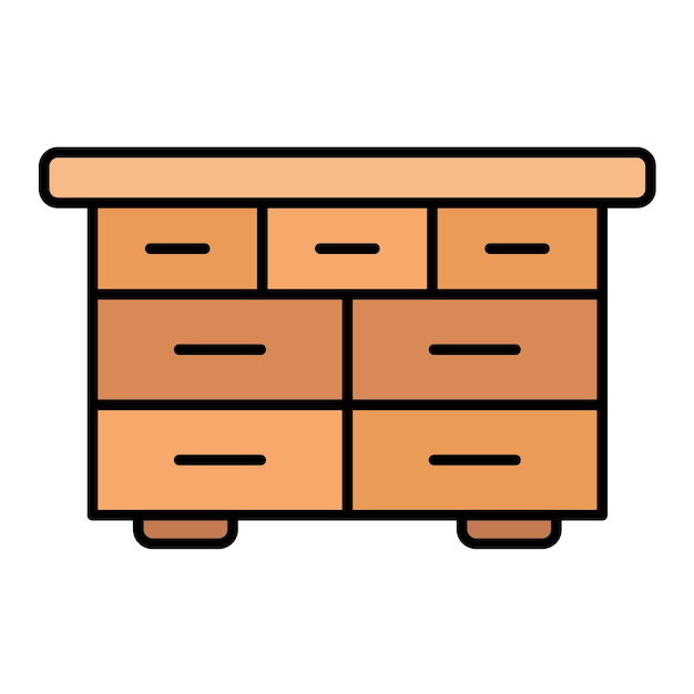 Ilustración plana de mesa con cajones