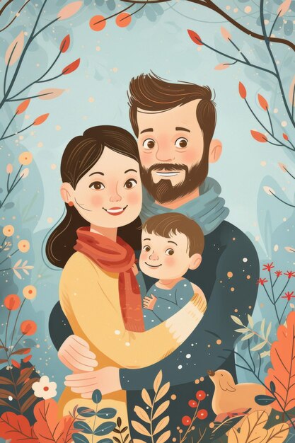 Ilustración plana moderna Ilustración de familia feliz