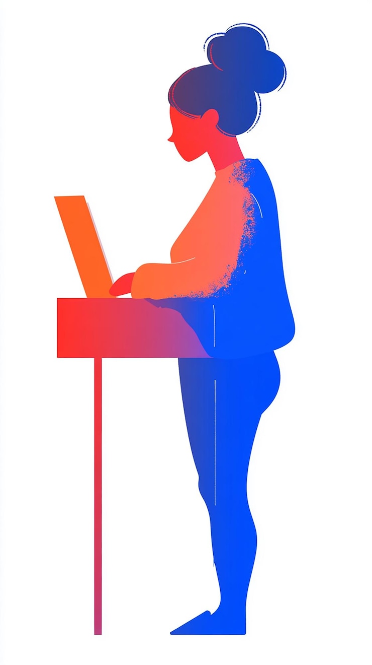 Foto ilustración plana de una mujer votando en azul y rojo