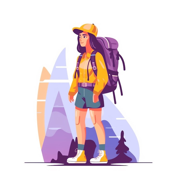 ilustración plana de niña viajando