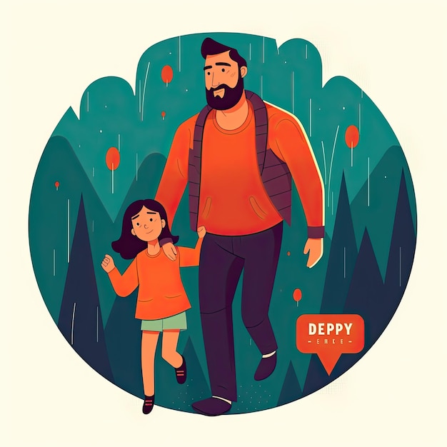 Ilustración plana de padre e hija