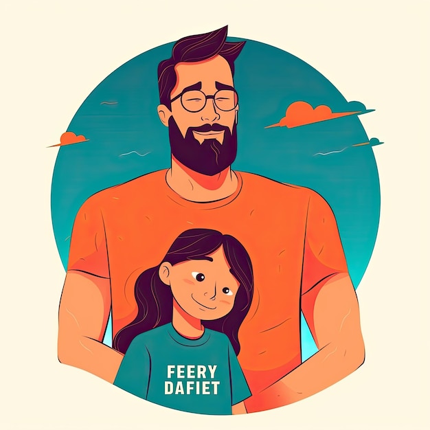 Ilustración plana de padre e hija