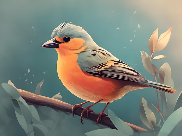 Ilustración plana de un pájaro