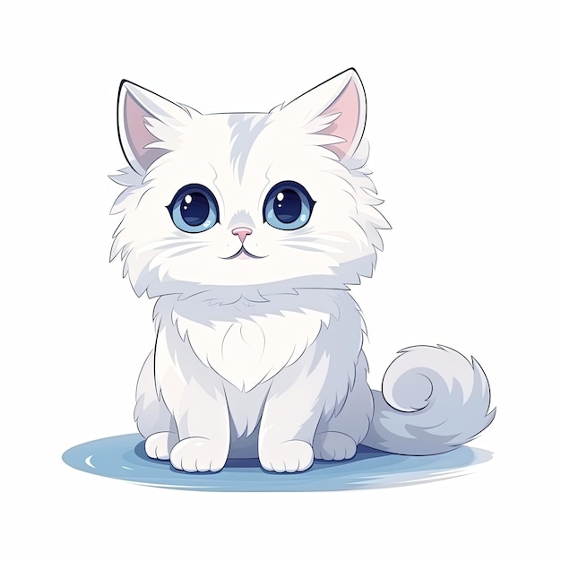 Ilustración plana de un personaje amigable y agradable para gatos con fondo blanco