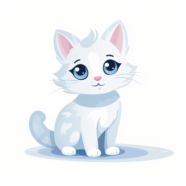 Ilustración plana de un personaje amigable y agradable para gatos con fondo blanco