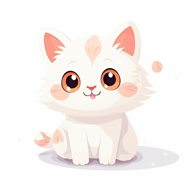 Foto ilustración plana de un personaje amigable y agradable para gatos con fondo blanco