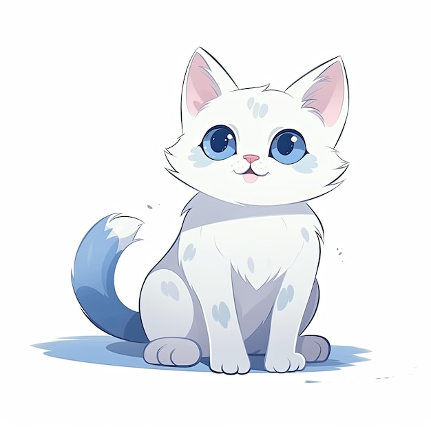 Ilustración plana de un personaje amigable y agradable para gatos con fondo blanco