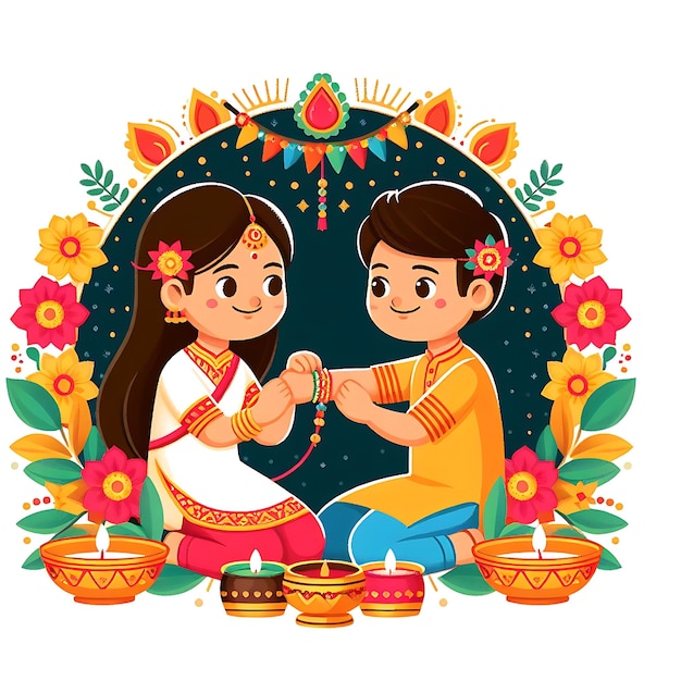 Ilustración plana de Raksha Bandhan