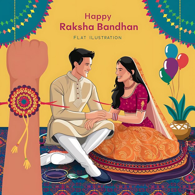 Foto ilustración plana de raksha bandhan