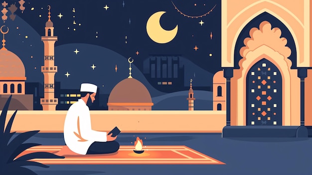 Ilustración plana de Ramadan Kareem