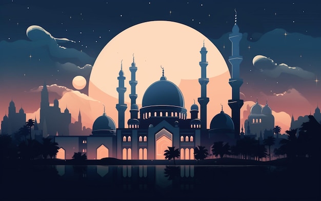 Ilustración plana de ramadán kareem