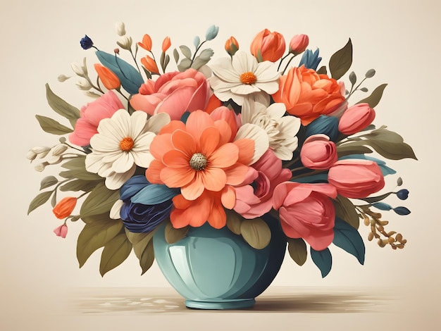 Ilustración plana del ramo de flores