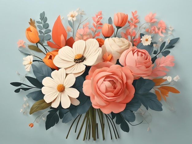 Ilustración plana del ramo de flores