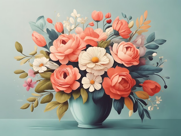 Ilustración plana del ramo de flores