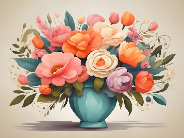 Ilustración plana del ramo de flores