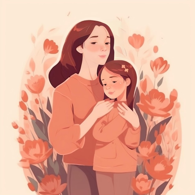 Ilustración plana simple del día de la madre.