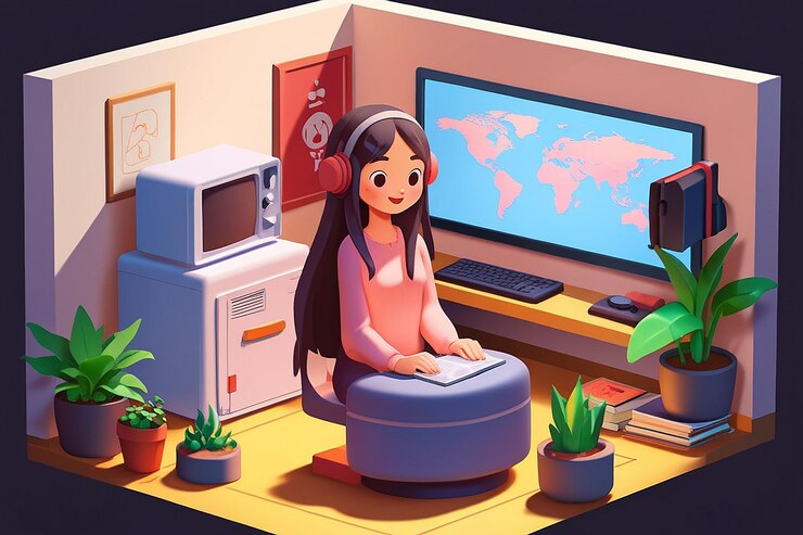 Foto ilustración plana de transmisión en 3d