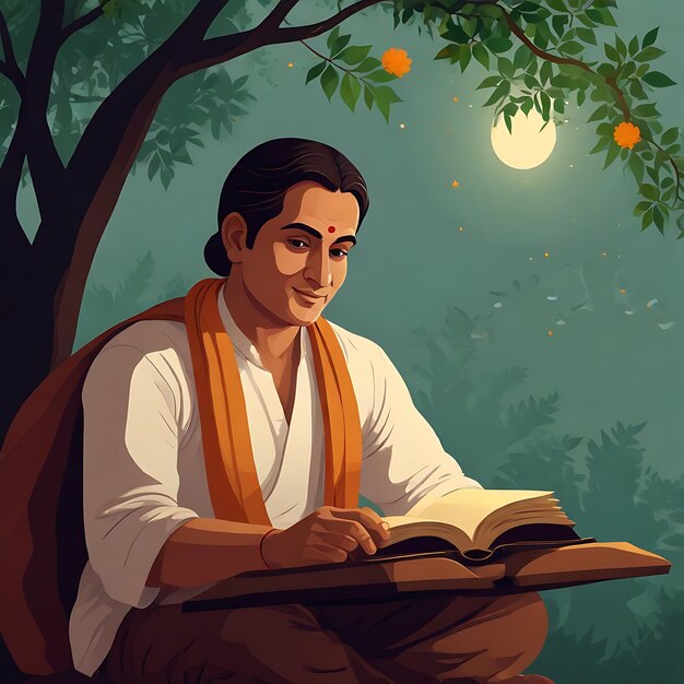 Foto ilustración plana de tulsidas jayanti