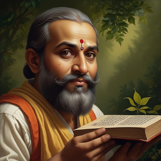 Foto ilustración plana de tulsidas jayanti