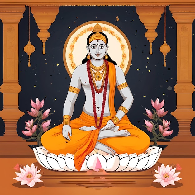 Ilustración plana de Tulsidas Jayanti