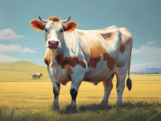 Ilustración plana de una vaca