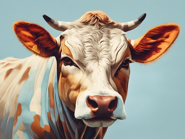 Ilustración plana de una vaca