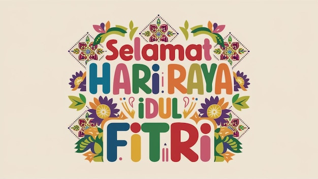 Foto una ilustración plana y vibrante de selamat hari raya idul fitri