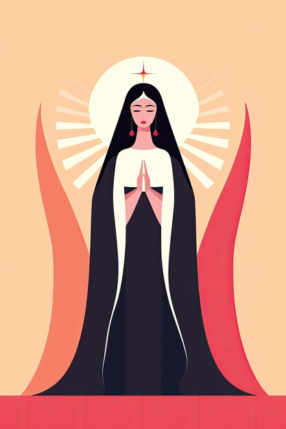 Foto ilustración plana de la virgen del carmen, señora del monte carmelo, generada por ia