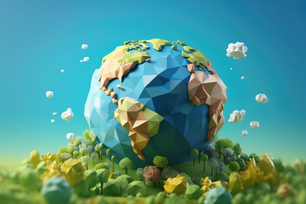 La ilustración del planeta Tierra cubierta por el pronóstico del tiempo soleado calienta el cambio climático Generative Ai