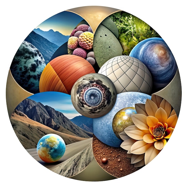 Foto ilustración del planeta tierra con plantas, naturaleza, suelo y rocas
