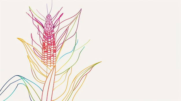 Foto una ilustración de una planta de maíz con un arco iris de colores que fluye a través de ella
