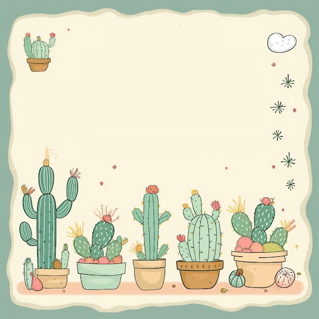 Ilustración de plantas de cactus Plantilla de fondo