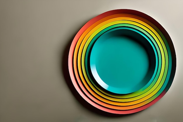 Ilustración de plantilla de fondo de círculo de papel colorido arco iris para elemento de material de diseño y telón de fondo