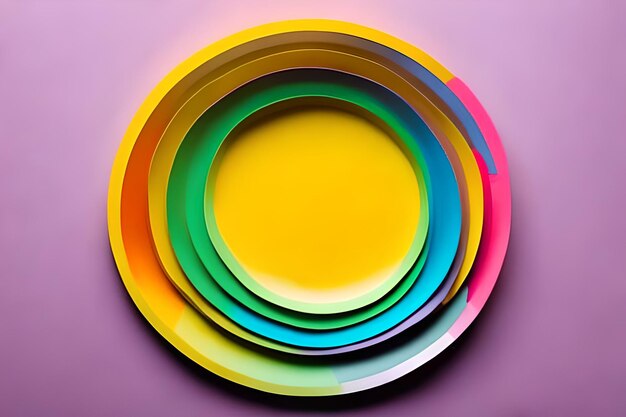 Ilustración de plantilla de fondo de círculo de papel colorido arco iris para elemento de material de diseño y telón de fondo