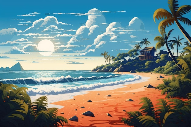 Ilustración de playa de belleza generada por IA Imagen