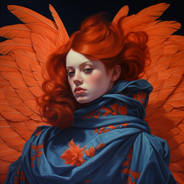 Ilustración de una pluma roja en las alas al estilo de Enoch