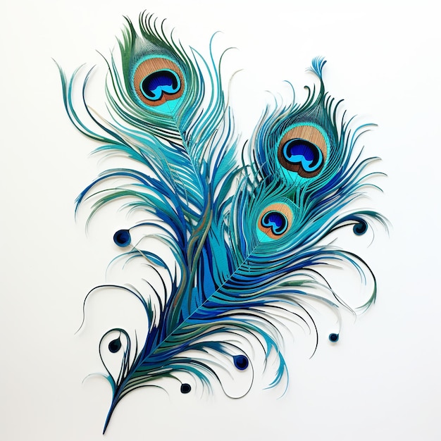 Foto ilustración de las plumas de pavo real en estensil