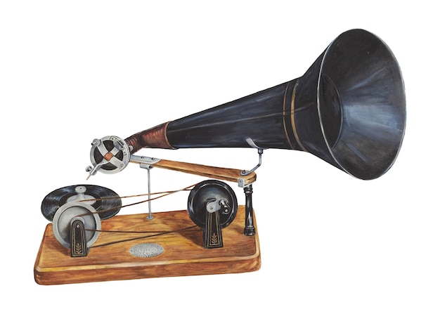 Ilustración png de gramófono vintage remezclada de la obra de arte de Charles Bowman