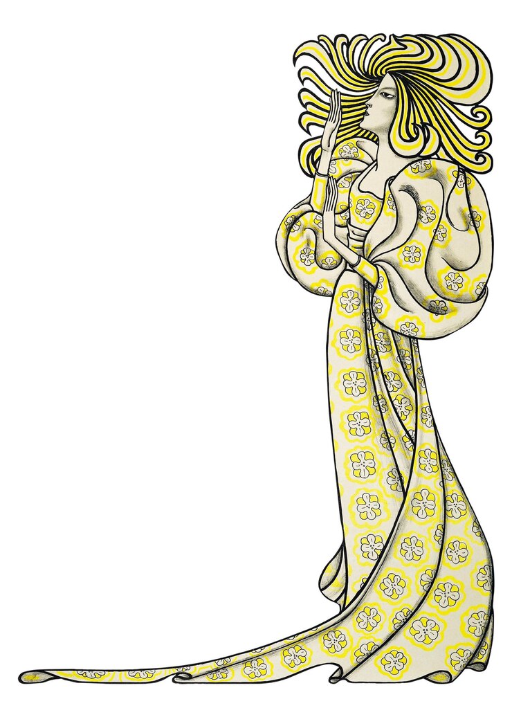Foto ilustración png de mujer de cabello largo de frontera remezclada de las obras de arte de jan toorop