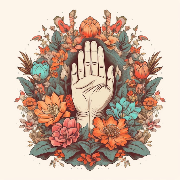 Foto ilustración de portada floral para un diario de oración mujer en posturas de yoga en luz floral y dorada