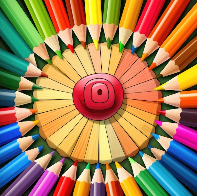 Ilustración de portada para un libro de colorear para niños lápices y lápices de colores grandes