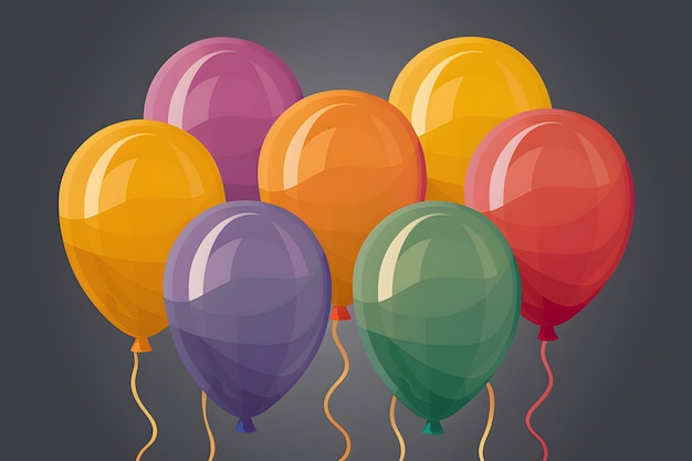La ilustración presenta coloridos globos de fondo en formato vectorial libre