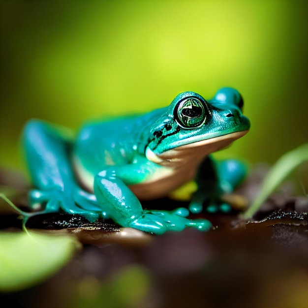 Ilustración de primer plano de rana o sapo verde