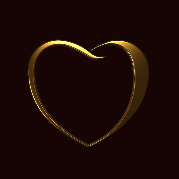 Ilustración de procesamiento 3D de corazón dorado