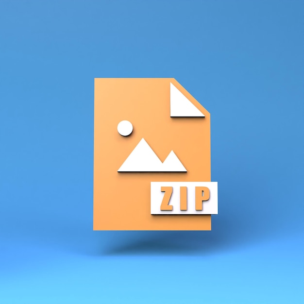 Foto ilustración de procesamiento 3d de icono de archivo zip