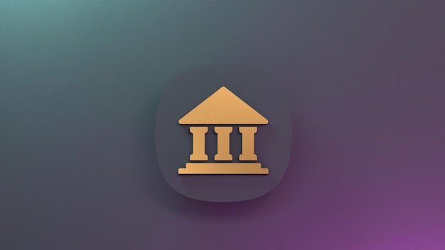Ilustración de procesamiento 3d de icono de banco